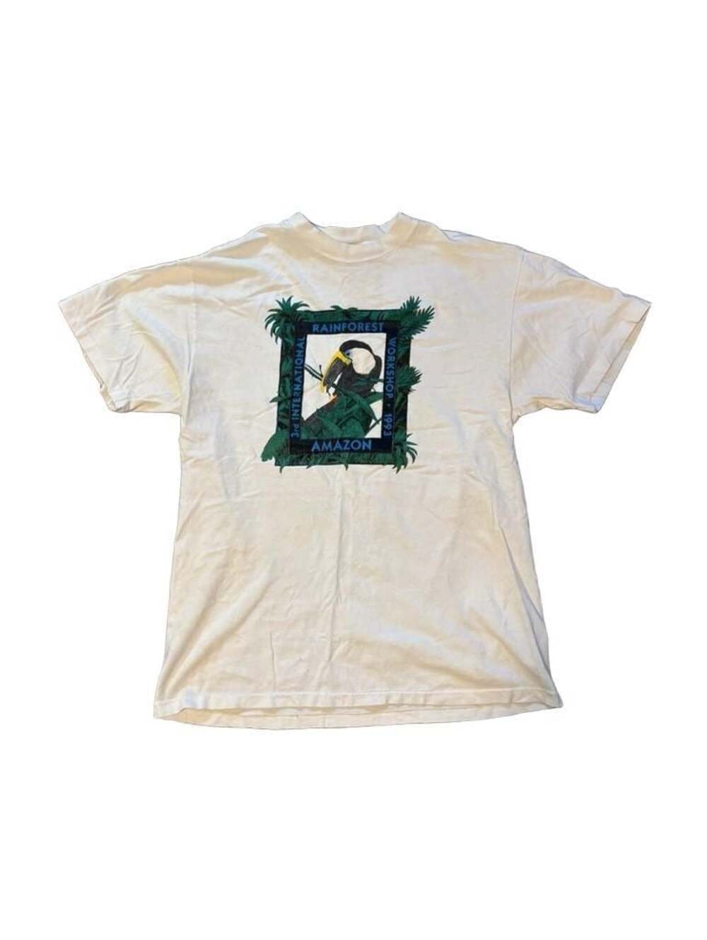 Vintage 1993 3rd International Rainforest Workshop Amazon Toucan Hanes Beefy-T